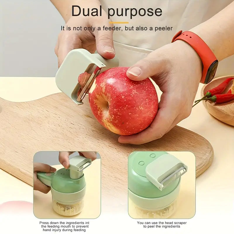 4-in-1 Portable Electric Vegetable Cutter & Chopper